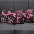 Australia Indigenous Mix Polynesian Pillow Cover Pink Ribbon and Dragonflies - Aussie Hoodie