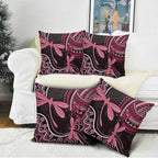 Australia Indigenous Mix Polynesian Pillow Cover Pink Ribbon and Dragonflies - Aussie Hoodie