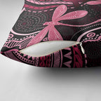 Australia Indigenous Mix Polynesian Pillow Cover Pink Ribbon and Dragonflies - Aussie Hoodie