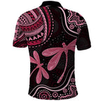 Australia Indigenous Mix Polynesian Polo Shirt Pink Ribbon and Dragonflies - Aussie Hoodie