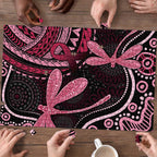 Australia Indigenous Mix Polynesian Puzzle Pink Ribbon and Dragonflies - Aussie Hoodie