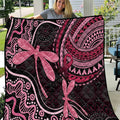 Australia Indigenous Mix Polynesian Quilt Pink Ribbon and Dragonflies - Aussie Hoodie