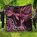 Australia Indigenous Mix Polynesian Quilt Pink Ribbon and Dragonflies - Aussie Hoodie