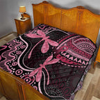 Australia Indigenous Mix Polynesian Quilt Pink Ribbon and Dragonflies - Aussie Hoodie