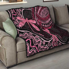 Australia Indigenous Mix Polynesian Quilt Pink Ribbon and Dragonflies - Aussie Hoodie