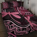 Australia Indigenous Mix Polynesian Quilt Bed Set Pink Ribbon and Dragonflies - Aussie Hoodie