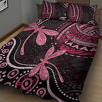 Australia Indigenous Mix Polynesian Quilt Bed Set Pink Ribbon and Dragonflies - Aussie Hoodie