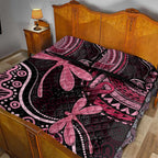 Australia Indigenous Mix Polynesian Quilt Bed Set Pink Ribbon and Dragonflies - Aussie Hoodie