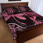 Australia Indigenous Mix Polynesian Quilt Bed Set Pink Ribbon and Dragonflies - Aussie Hoodie