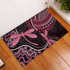 Australia Indigenous Mix Polynesian Rubber Doormat Pink Ribbon and Dragonflies - Aussie Hoodie