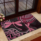 Australia Indigenous Mix Polynesian Rubber Doormat Pink Ribbon and Dragonflies - Aussie Hoodie