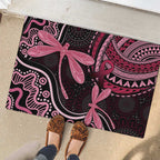 Australia Indigenous Mix Polynesian Rubber Doormat Pink Ribbon and Dragonflies - Aussie Hoodie
