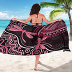 Australia Indigenous Mix Polynesian Sarong Pink Ribbon and Dragonflies - Aussie Hoodie
