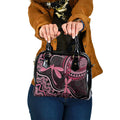 Australia Indigenous Mix Polynesian Shoulder Handbag Pink Ribbon and Dragonflies - Aussie Hoodie