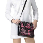 Australia Indigenous Mix Polynesian Shoulder Handbag Pink Ribbon and Dragonflies - Aussie Hoodie