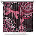Australia Indigenous Mix Polynesian Shower Curtain Pink Ribbon and Dragonflies - Aussie Hoodie