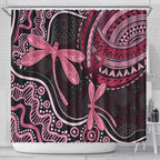Australia Indigenous Mix Polynesian Shower Curtain Pink Ribbon and Dragonflies - Aussie Hoodie