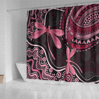 Australia Indigenous Mix Polynesian Shower Curtain Pink Ribbon and Dragonflies - Aussie Hoodie