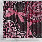 Australia Indigenous Mix Polynesian Shower Curtain Pink Ribbon and Dragonflies - Aussie Hoodie