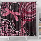 Australia Indigenous Mix Polynesian Shower Curtain Pink Ribbon and Dragonflies - Aussie Hoodie