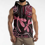 Australia Indigenous Mix Polynesian Sleeveless Hoodie Pink Ribbon and Dragonflies - Aussie Hoodie