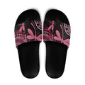 Australia Indigenous Mix Polynesian Slide Sandals Pink Ribbon and Dragonflies - Aussie Hoodie