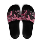 Australia Indigenous Mix Polynesian Slide Sandals Pink Ribbon and Dragonflies - Aussie Hoodie