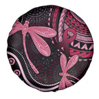 Australia Indigenous Mix Polynesian Spare Tire Cover Pink Ribbon and Dragonflies - Aussie Hoodie