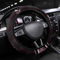 Australia Indigenous Mix Polynesian Steering Wheel Cover Pink Ribbon and Dragonflies - Aussie Hoodie
