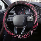 Australia Indigenous Mix Polynesian Steering Wheel Cover Pink Ribbon and Dragonflies - Aussie Hoodie