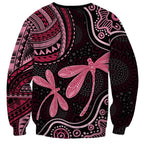 Australia Indigenous Mix Polynesian Sweatshirt Pink Ribbon and Dragonflies - Aussie Hoodie
