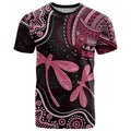 Australia Indigenous Mix Polynesian T Shirt Pink Ribbon and Dragonflies - Aussie Hoodie