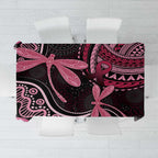 Australia Indigenous Mix Polynesian Tablecloth Pink Ribbon and Dragonflies - Aussie Hoodie