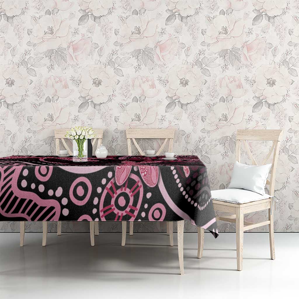 Australia Indigenous Mix Polynesian Tablecloth Pink Ribbon and Dragonflies - Aussie Hoodie