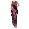 Australia Indigenous Mix Polynesian Tank Maxi Dress Pink Ribbon and Dragonflies - Aussie Hoodie