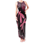 Australia Indigenous Mix Polynesian Tank Maxi Dress Pink Ribbon and Dragonflies - Aussie Hoodie
