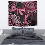 Australia Indigenous Mix Polynesian Tapestry Pink Ribbon and Dragonflies - Aussie Hoodie