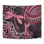 Australia Indigenous Mix Polynesian Tapestry Pink Ribbon and Dragonflies - Aussie Hoodie