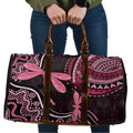 Australia Indigenous Mix Polynesian Travel Bag Pink Ribbon and Dragonflies - Aussie Hoodie