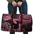 Australia Indigenous Mix Polynesian Travel Bag Pink Ribbon and Dragonflies - Aussie Hoodie