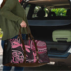 Australia Indigenous Mix Polynesian Travel Bag Pink Ribbon and Dragonflies - Aussie Hoodie