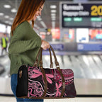 Australia Indigenous Mix Polynesian Travel Bag Pink Ribbon and Dragonflies - Aussie Hoodie
