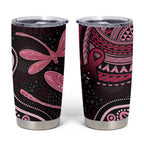 Australia Indigenous Mix Polynesian Tumbler Cup Pink Ribbon and Dragonflies - Aussie Hoodie