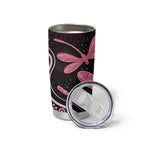 Australia Indigenous Mix Polynesian Tumbler Cup Pink Ribbon and Dragonflies - Aussie Hoodie