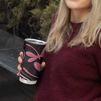 Australia Indigenous Mix Polynesian Tumbler Cup Pink Ribbon and Dragonflies - Aussie Hoodie
