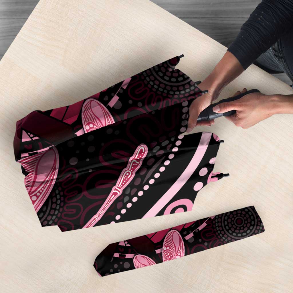 Australia Indigenous Mix Polynesian Umbrella Pink Ribbon and Dragonflies - Aussie Hoodie