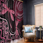 Australia Indigenous Mix Polynesian Window Curtain Pink Ribbon and Dragonflies - Aussie Hoodie
