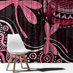 Australia Indigenous Mix Polynesian Window Curtain Pink Ribbon and Dragonflies - Aussie Hoodie