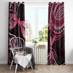 Australia Indigenous Mix Polynesian Window Curtain Pink Ribbon and Dragonflies - Aussie Hoodie
