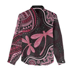 Australia Indigenous Mix Polynesian Women Casual Shirt Pink Ribbon and Dragonflies - Aussie Hoodie
